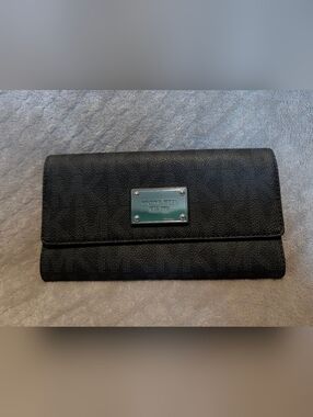 Michael Kors Black Logo Checkbook Wallet